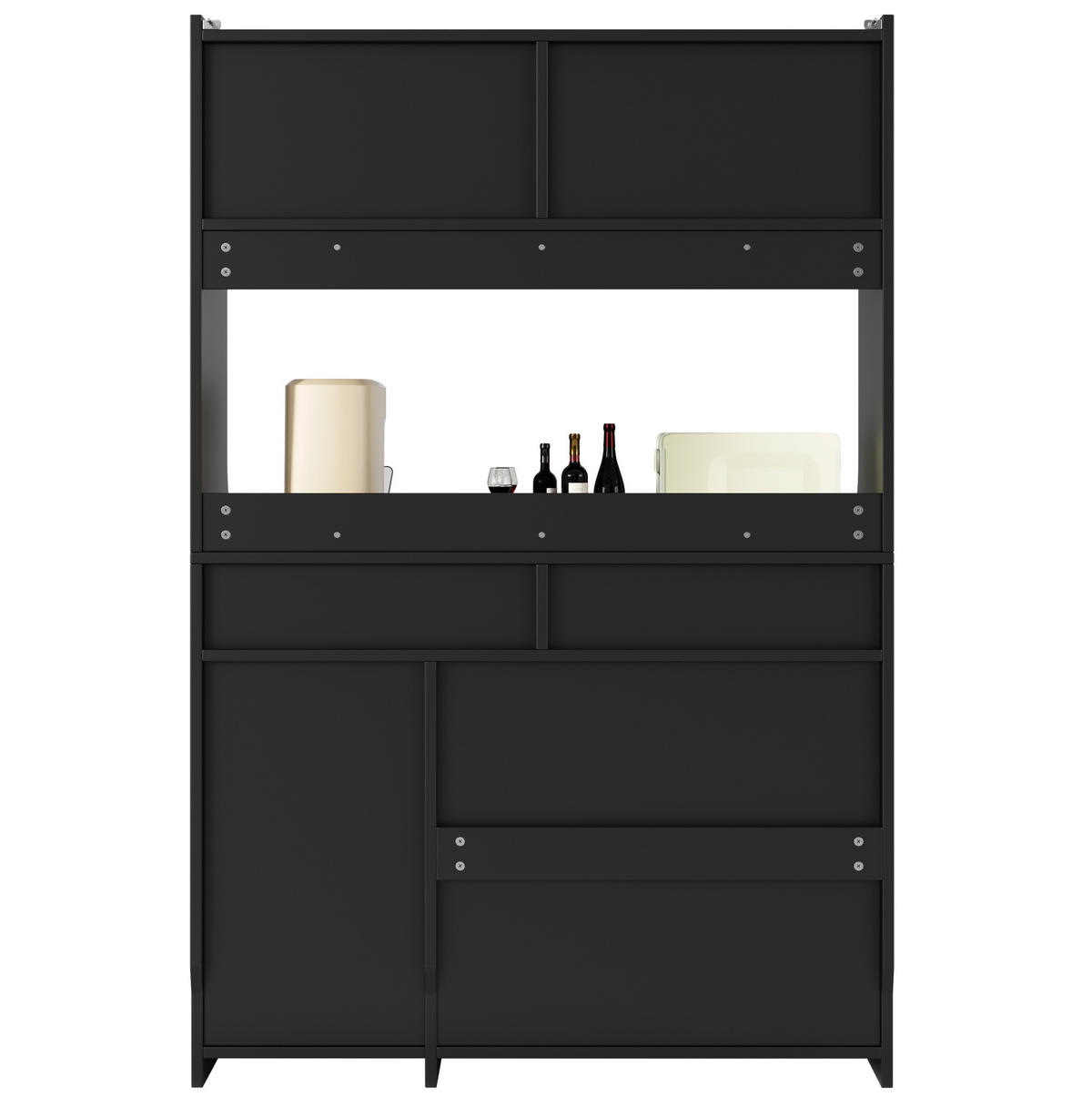 ANRICHTE Hochschrank 120/40/180 cm aus MDF und Holzwerkstoff mit LED-Beleuchtung Schwarz - Schwarz, Holzwerkstoff (120/180/40cm) - Modenvie