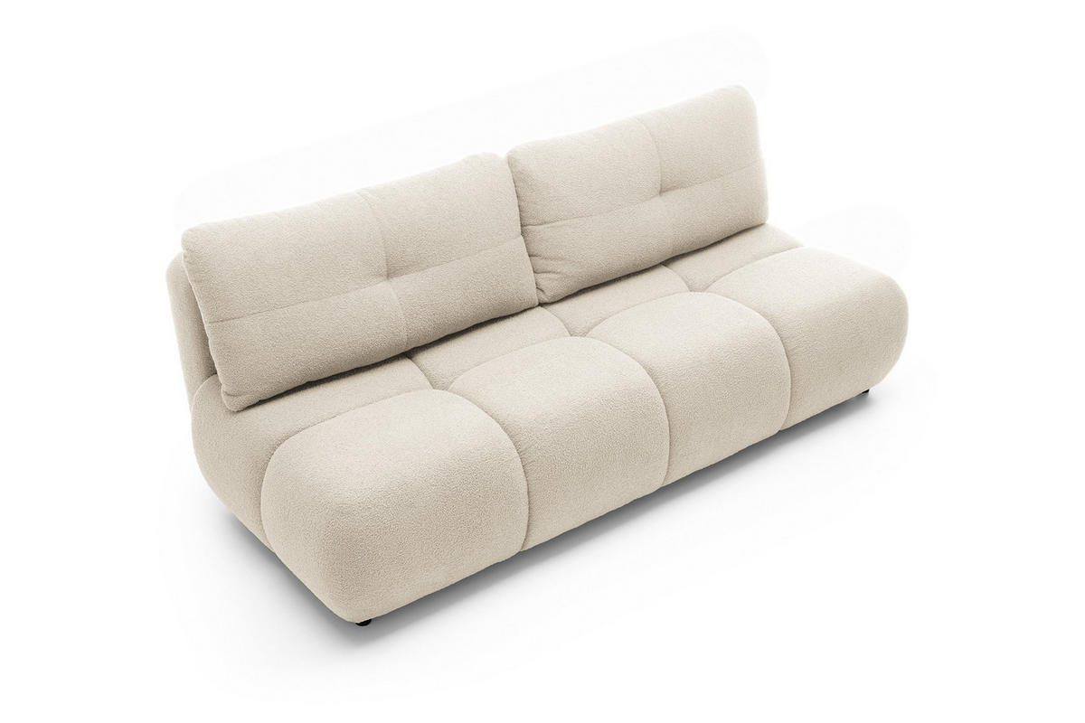 BETTSOFA CORSO Beige Bucle-Stoff mit Schlaffunktion - Beige, Holz (214/89/104cm) - MASSENO