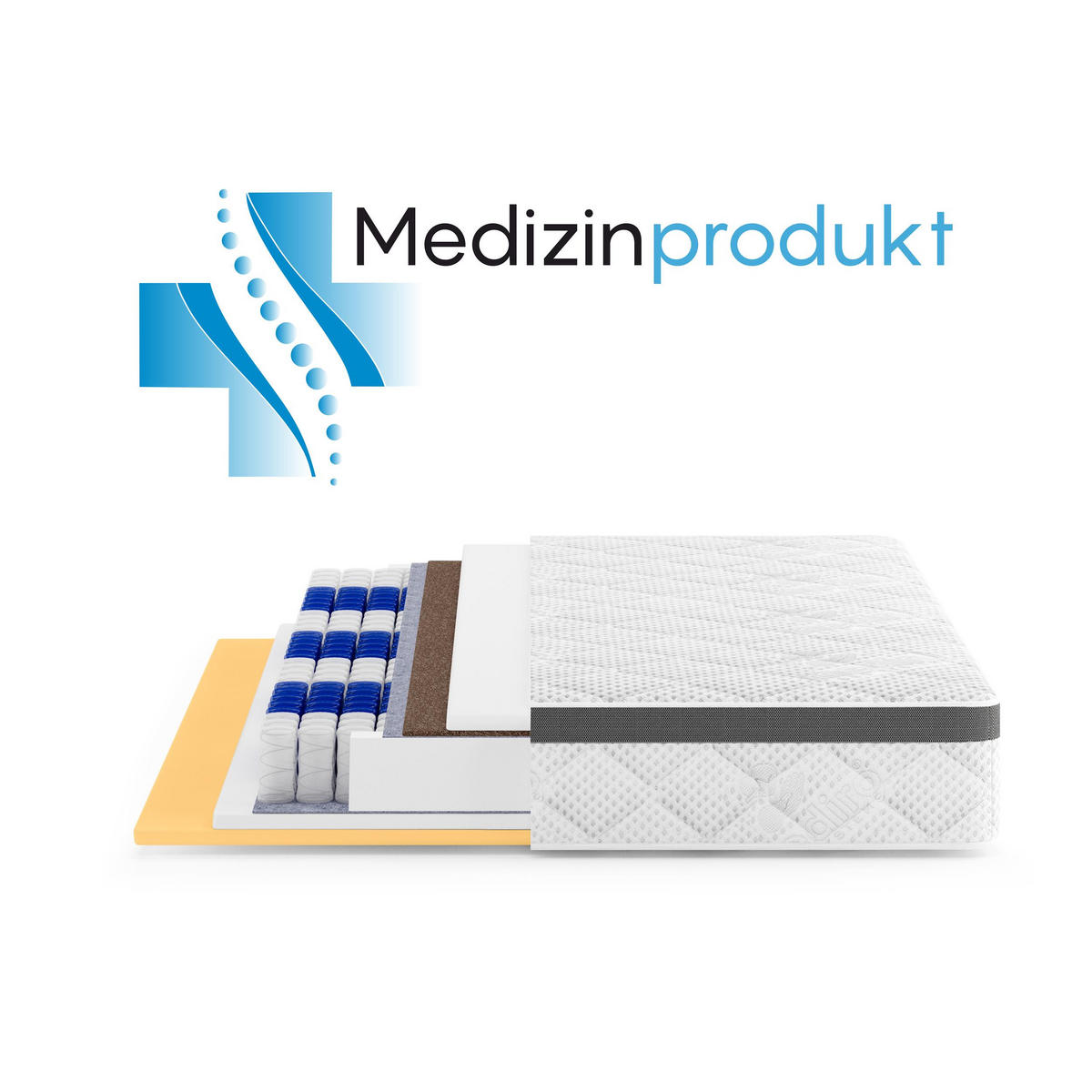 WENDEMATRATZE Mediro Flex 23 cm,7-Zone, mit Visco-Schaum, H3/H4, 180x200 - Weiß, Kunststoff (180/200cm) - Beautysofa