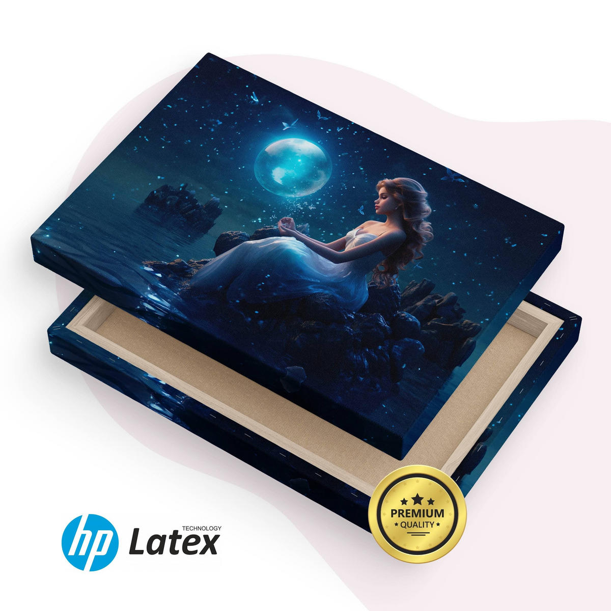 LEINWANDBILD für Schlafzimmer Frau Märchenland Abstraktion 100cm x 70cm - Blau/Violett, Textil (100/70cm) - Muralo