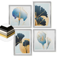 WANDBILDER 4er Set - 50x50 cm & 40x60 cm Silberner Rahmen - Zitronenweinporträt Kahlo - Silberfarben, Kunststoff (50/50cm) - ArtPrintCave