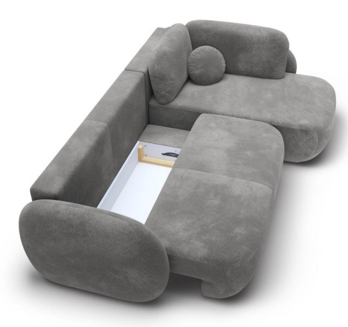 ECKSOFA Dunkelgrau OLIVIO II Ausziehbar Rechts - Dunkelgrau/Grau, Textil (190/289cm) - Sepro Meble