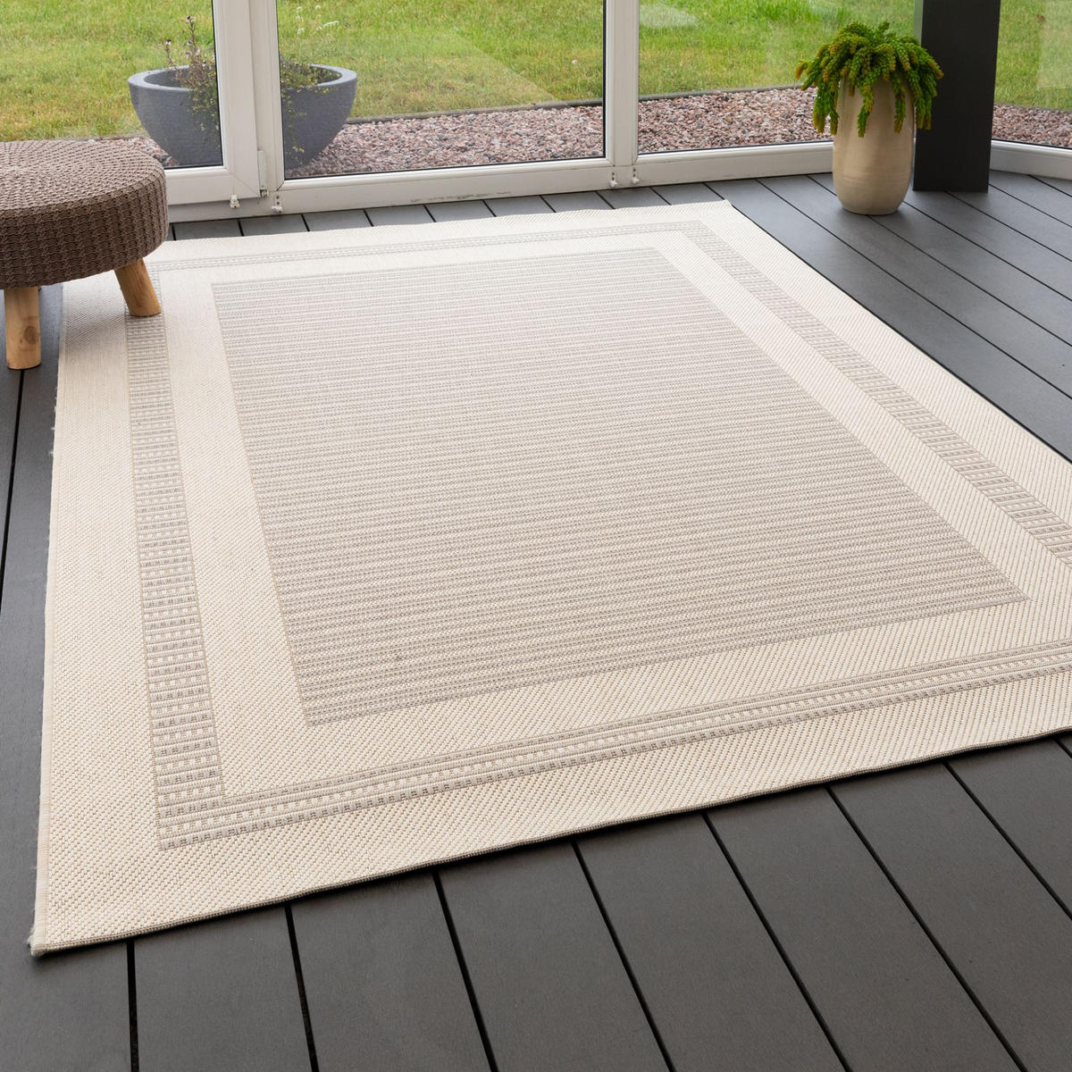OUTDOORTEPPICH 120/170 cm Bergen Bordüre - Grau, Textil (120/170cm) - Steffensmeier