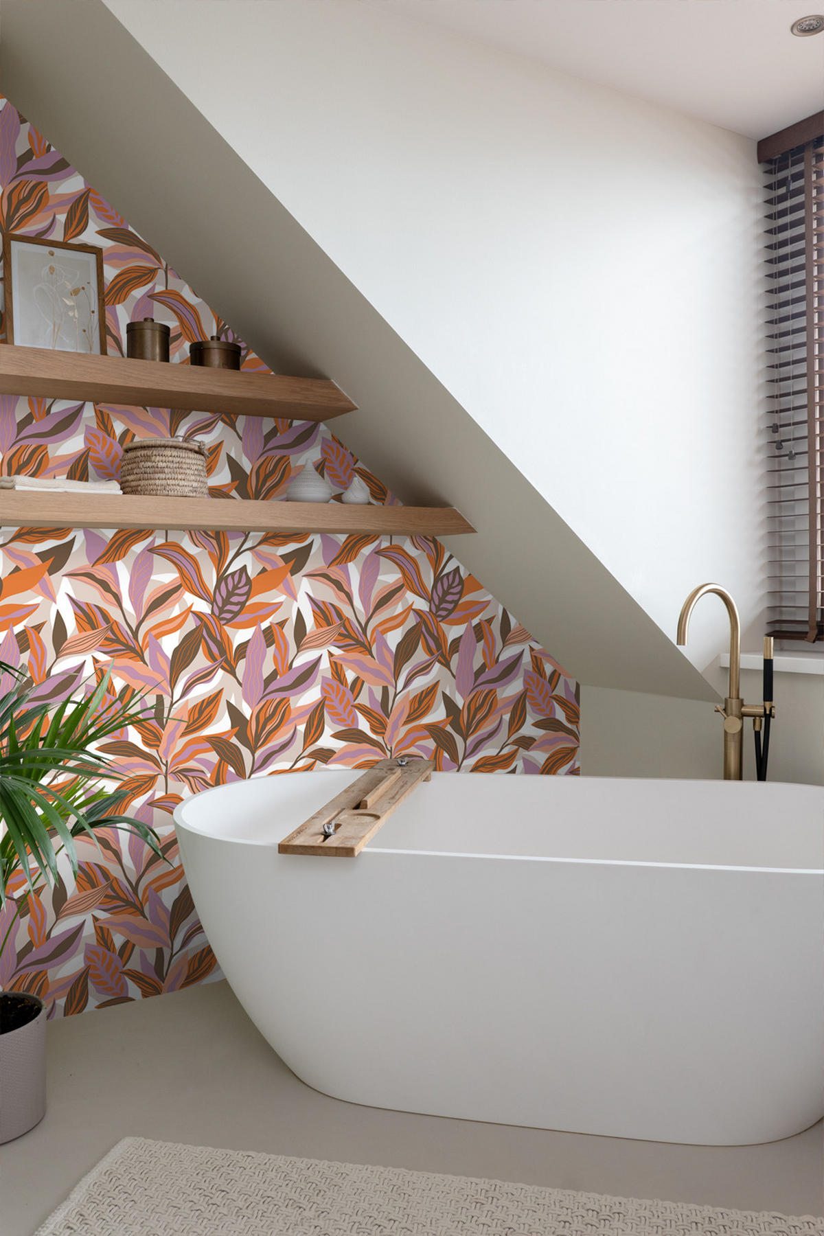 TAPETE tropische Blätter 50 x 900 cm - Orange, Papier (50/900cm) - ESTAhome