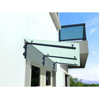 GLASVORDACH 250x90 cm Sicherheitsglas Edelstahl Satiniert L-Schwarz - Weiß, Glas (250/1.31/90cm) -  Glaswerk Westfalen