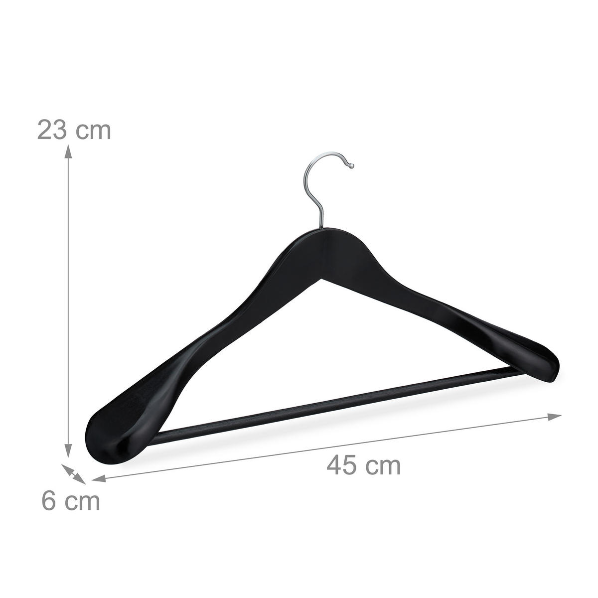 8XVEŠIAKY na oblek - čierna, kov/drevo (6cm) - Relaxdays