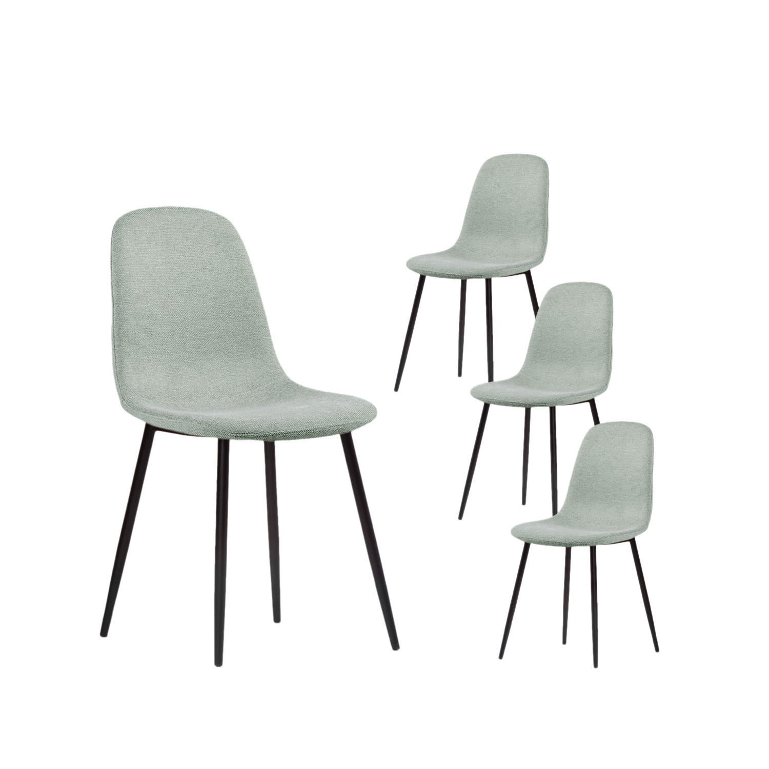 ESSZIMMERSTUHL Ellis Grün 43 cm x 87 cm 4er-Set - Schwarz/Grün, Textil (43/87/54cm) - Klast Home