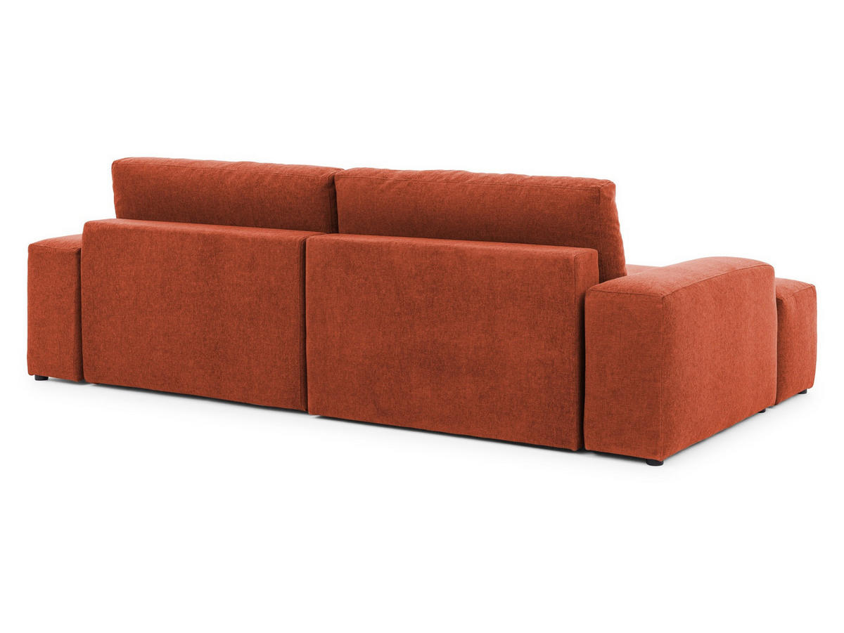 ECKSOFA Lennon aus Terrakotta Strukturstoff mit Schlaffunktion und Bettkasten - Terracotta/Schwarz, Holz/Kunststoff (137/264cm) - S-Style
