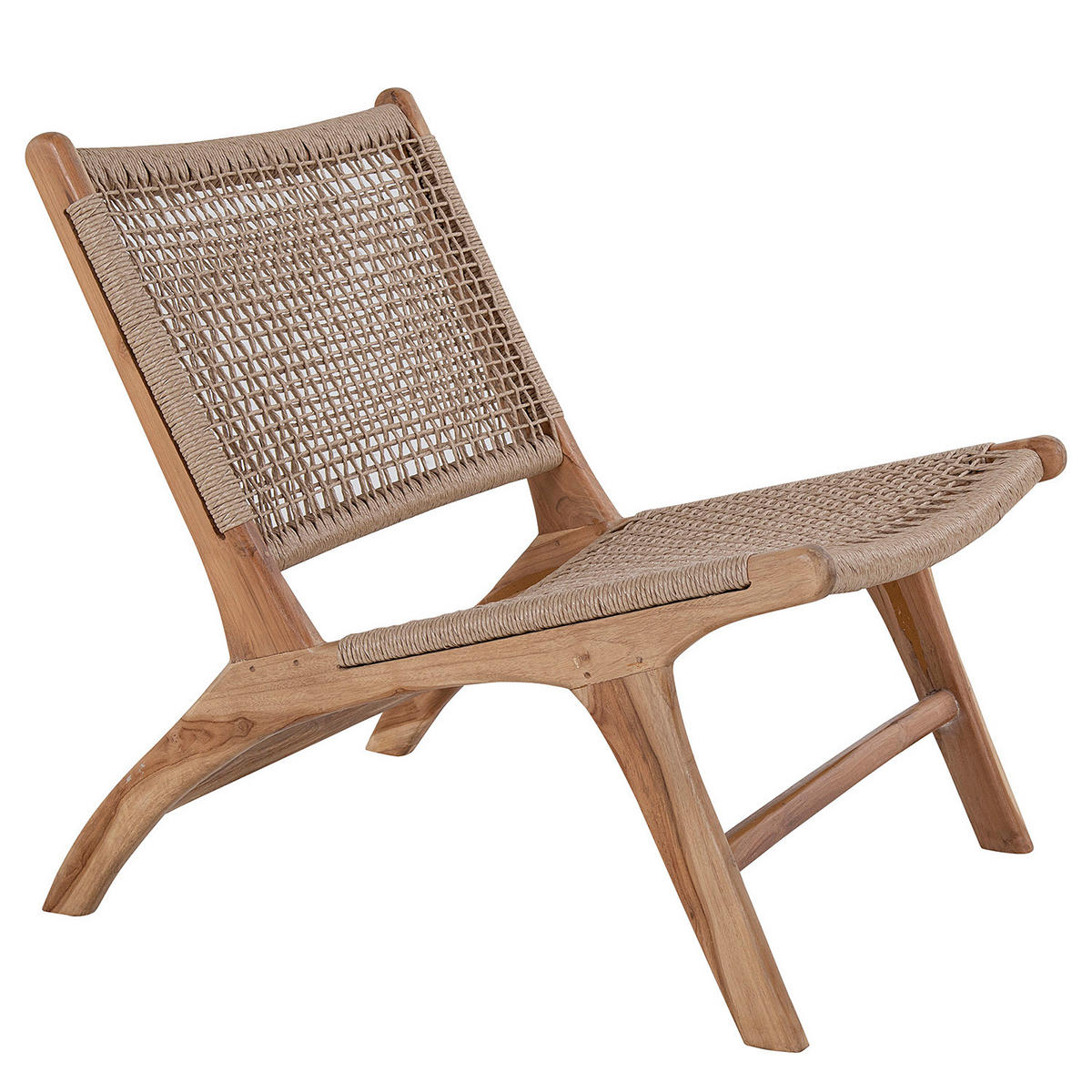 LOUNGESESSEL - Teakholz Massiv / Polyrattan - Natur - Braun, Naturmaterialien/Holz (60/73/80cm) - home24
