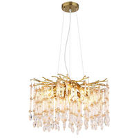 KRONLEUCHTER Metall goldfarben, Glaskristalle - Goldfarben, Glas (60/60/120cm) - Globo Lighting