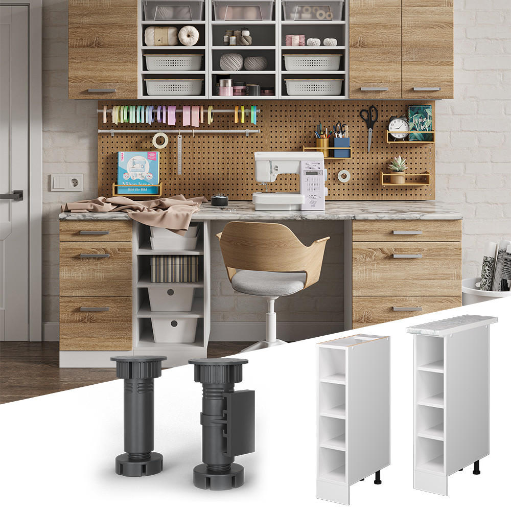 REGALUNTERSCHRANK R-Line Weiß 20 cm mit offenen Regalen mit Arbeitsplatte - Weiß, Holzwerkstoff (20/81.6/60cm) - Vicco