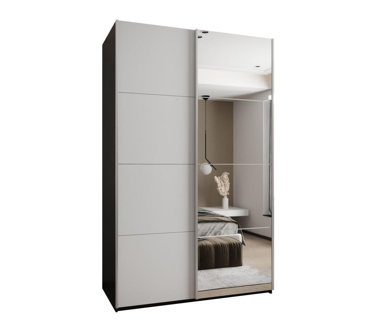 SCHWEBETÜRENSCHRANK 245,5/150/64 2-türig - Silberfarben/Schwarz, Holz/Metall (150/245/64cm) - Abiks Möbel
