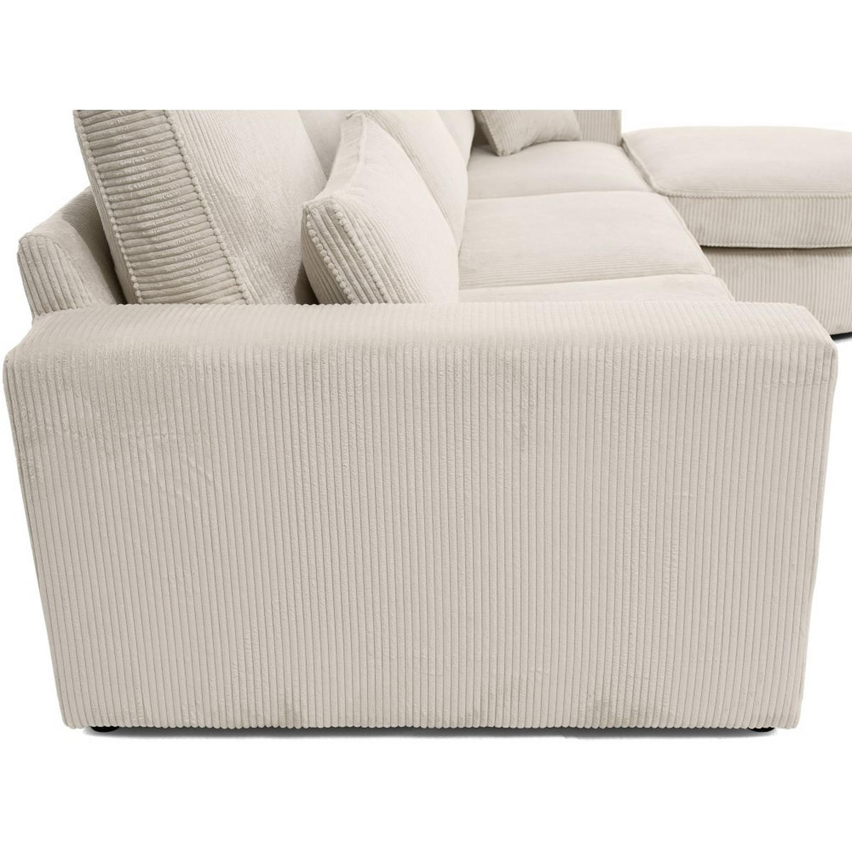 ECKSOFA Pablo ohne Schlaffunktion, mit abgerundeter Ottomane, rechts, Beige - Beige, Textil (319/196cm) - Beautysofa