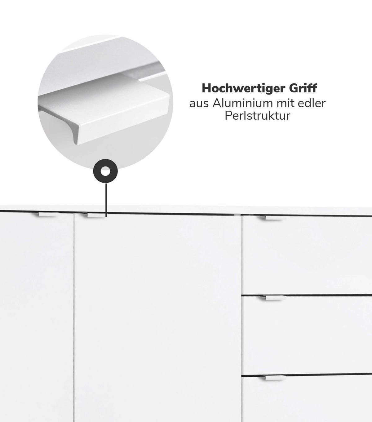 MÖBELGRIFF Der Handliche - Weiß, Metall (1.5/3.5/5cm) - Mokebo
