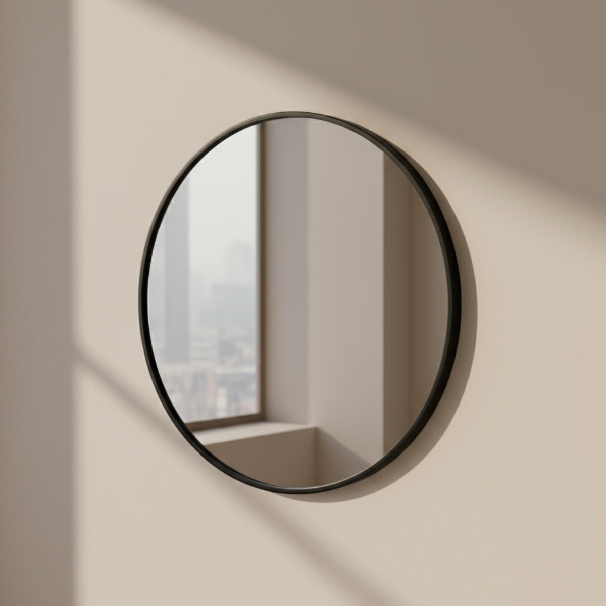 WANDSPIEGEL Loop Ø 60 cm - Schwarz, Glas (60/60/2.5cm) - EDAXO