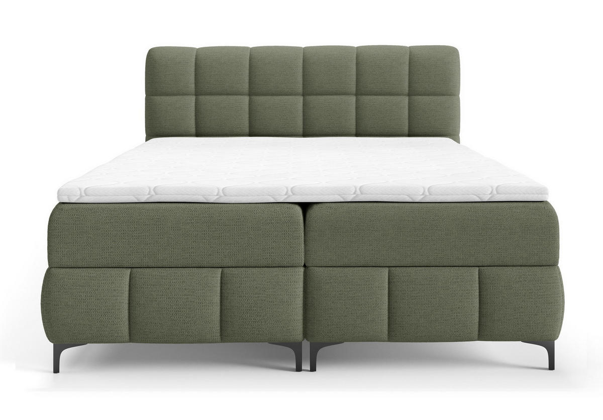 BOXSPRINGBETT 140x200 Altessa mit Bettkasten, Matratze, Topper, Grün - Grün, Holz/Textil (140/200cm) - Emporius