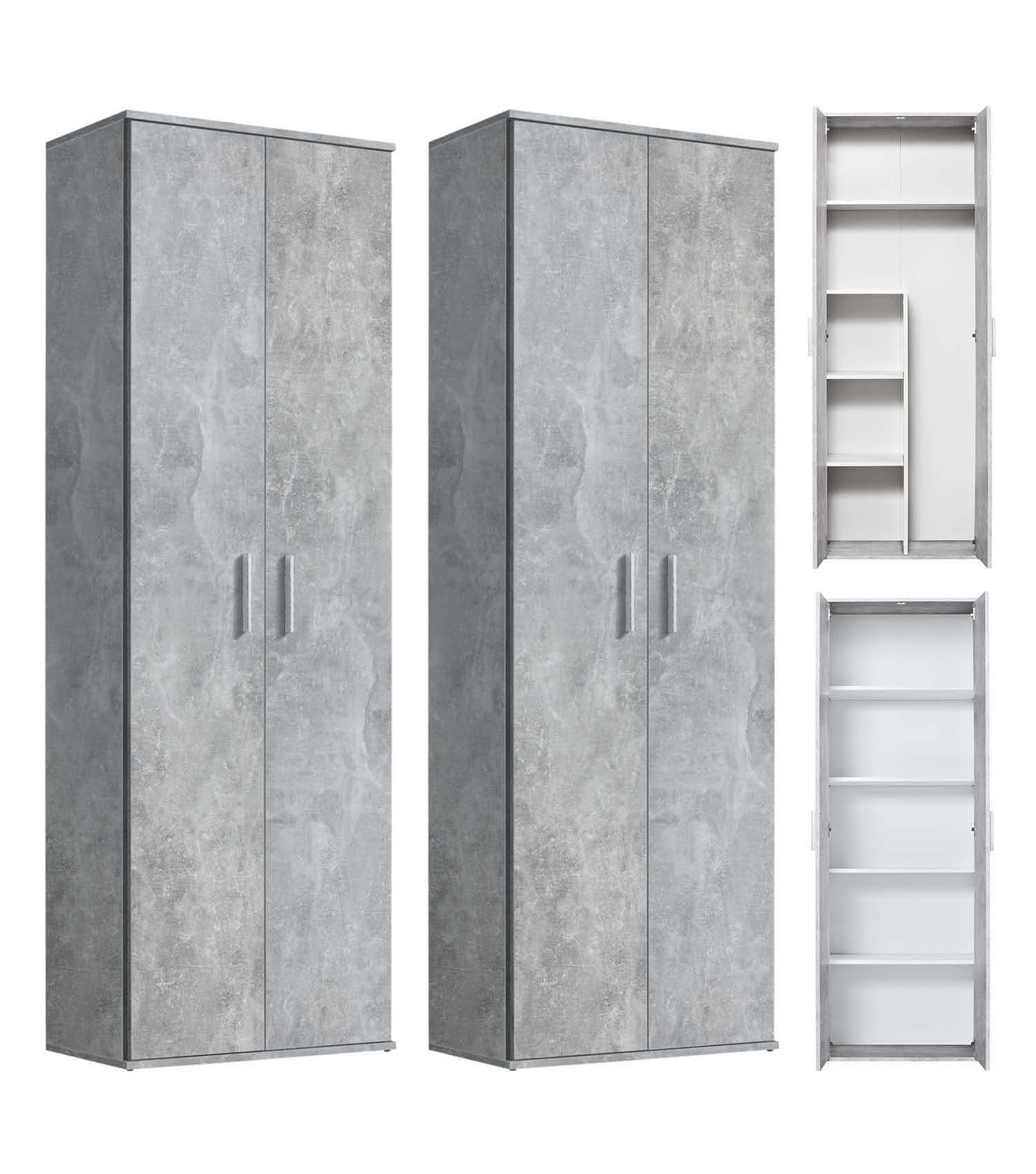 MEHRZWECKSCHRANK SET Der Allzweckwaffe - Silberfarben/Hellgrau, Holzwerkstoff (60/180/34cm) - Mokebo