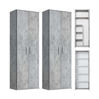 MEHRZWECKSCHRANK SET Der Allzweckwaffe - Silberfarben/Hellgrau, Holzwerkstoff (60/180/34cm) - Mokebo