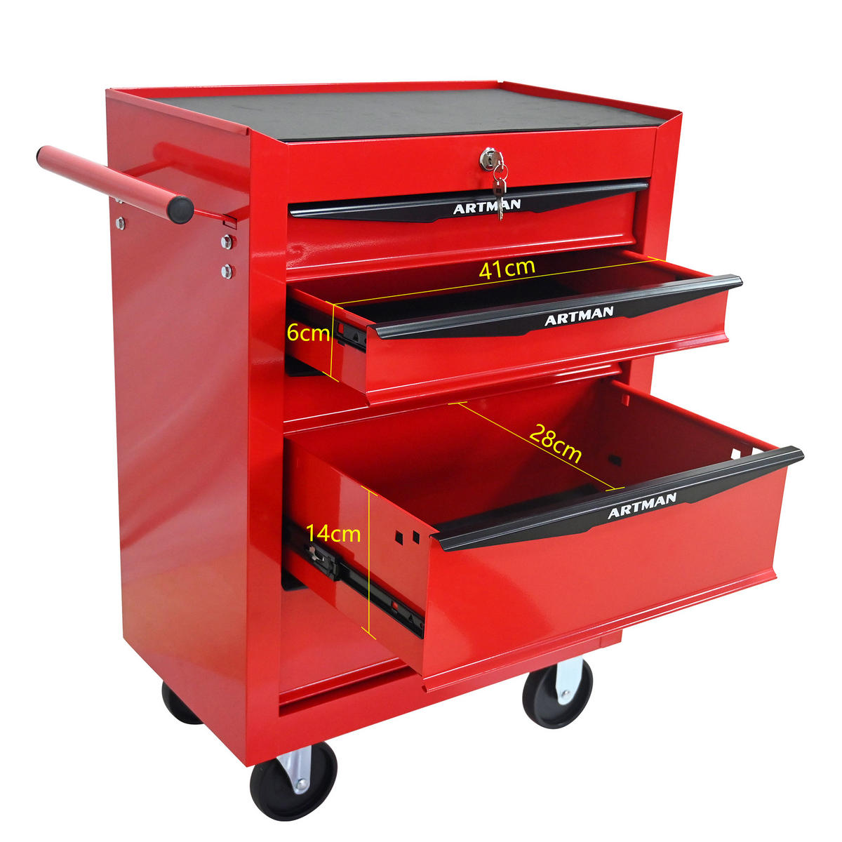KOMBINATIONSKOFFER – 5 Schubladen, 508 mm (20 Zoll), mit 5 Schubladen; Farbgebung in Rot und Schwarz. - Multicolor, Metall (33/77.5/60cm) - DCA