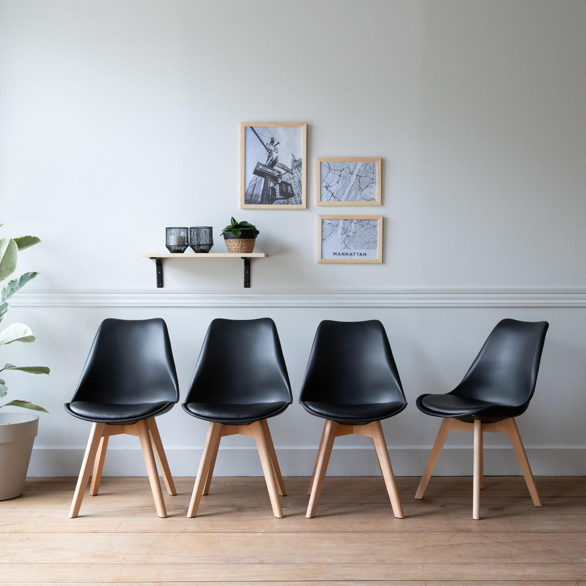 STÜHLE Nora Schwarz 4er-Set - Schwarz, Kunststoff (49/81/52cm) - Happy Garden