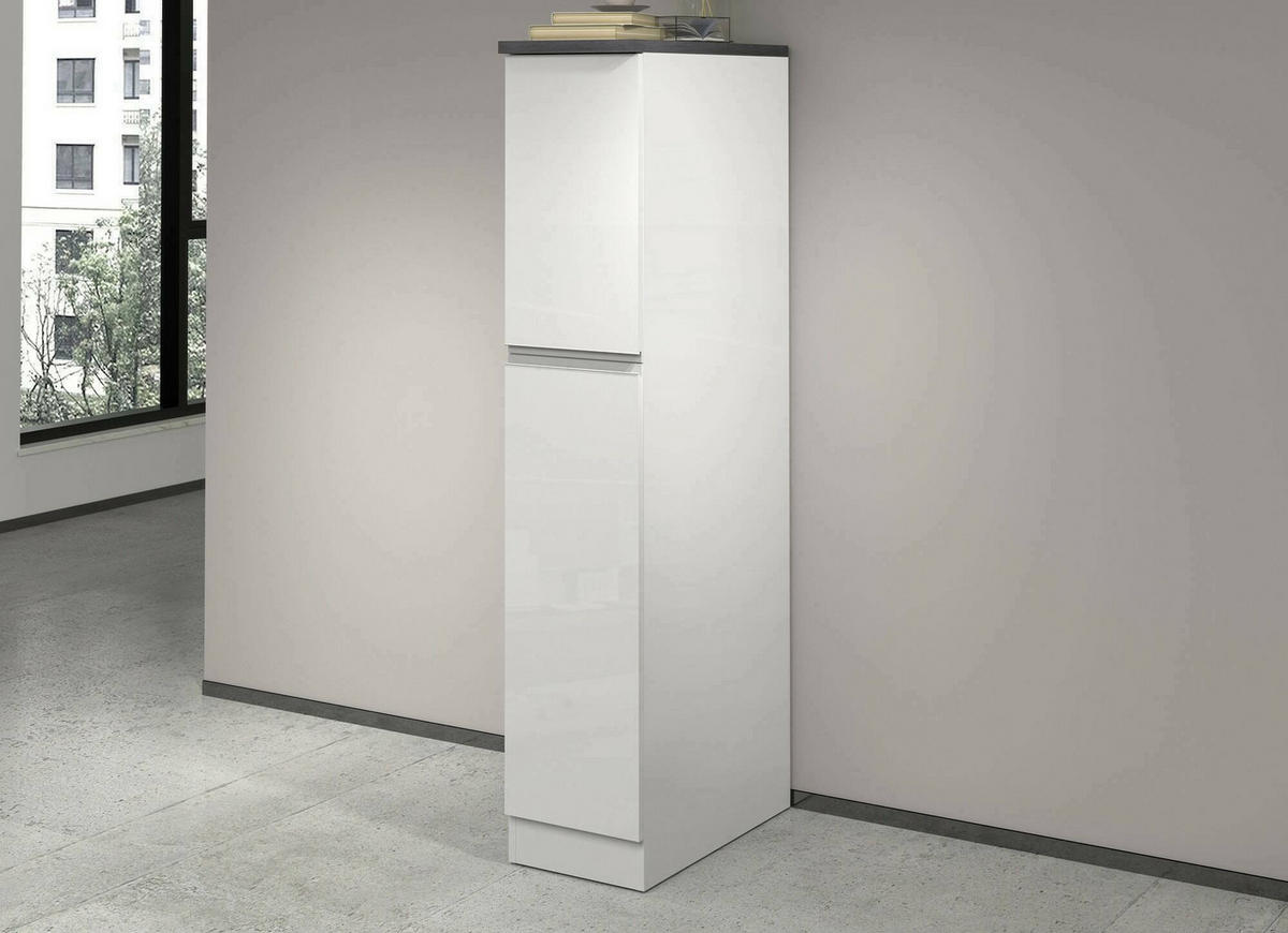 KÜCHENSCHRANK Glänzendes Weiß, Schiefer 60/30/165 cm - Weiß, Holzwerkstoff (30/165/60cm) - DMORA
