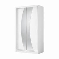 KLEIDERSCHRANK Nox 120 cm Weiß Spiegel 2 Schubladen Griffe silber - Weiß, Holzwerkstoff (120/216/61cm) - KS Home Concept