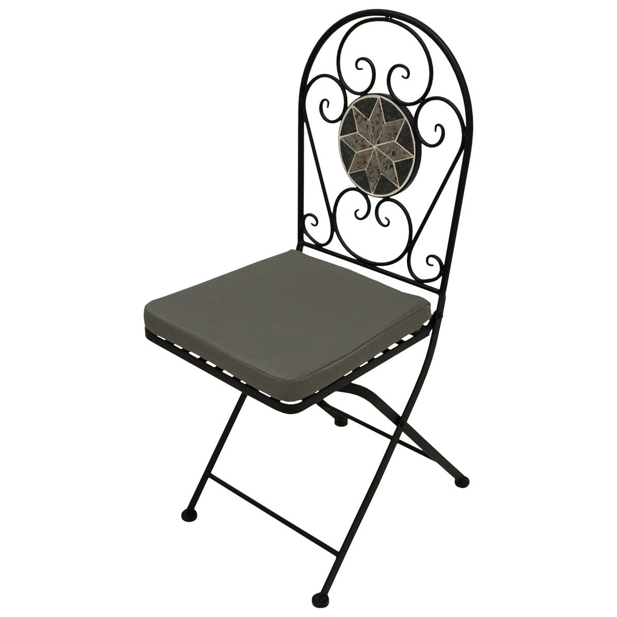 KLAPPSTUHL 2ER-SET Carlisle - schwarz pulverbeschichtetes Eisen - Grau, Metall (40/96/47cm) - TPFGarden