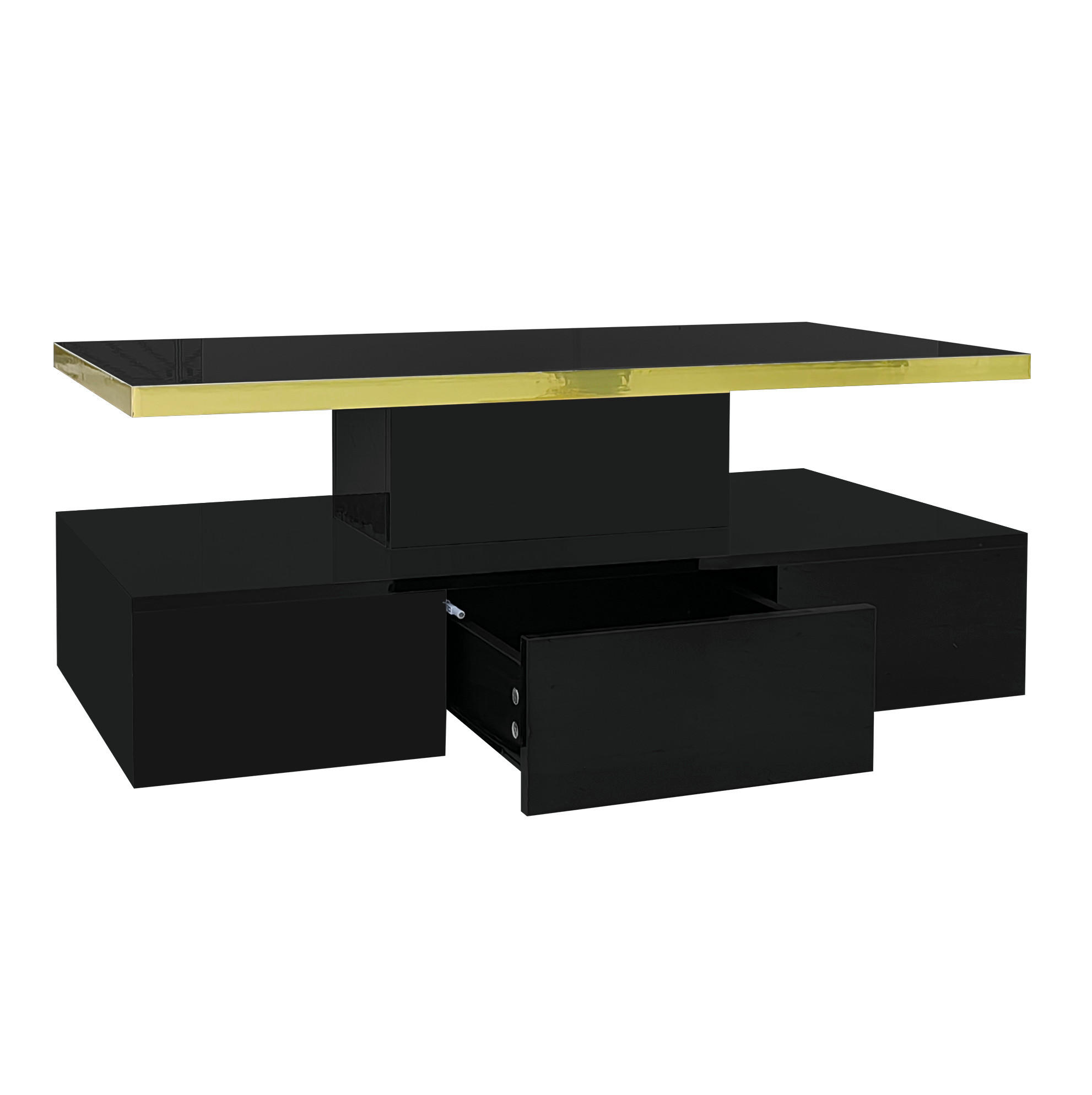 COUCHTISCH 100/50/39 cm Schwarz aus Spanplatte mit Schublade - Schwarz, Holzwerkstoff (100/50/38.5cm) - OKMYHOME