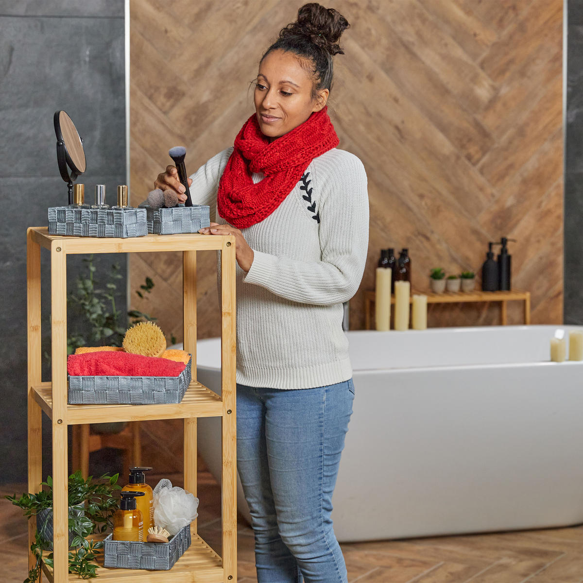 6XAUFBEWAHRUNGSKORB - Grau, Kunststoff/Metall (24/32/6cm) - Relaxdays