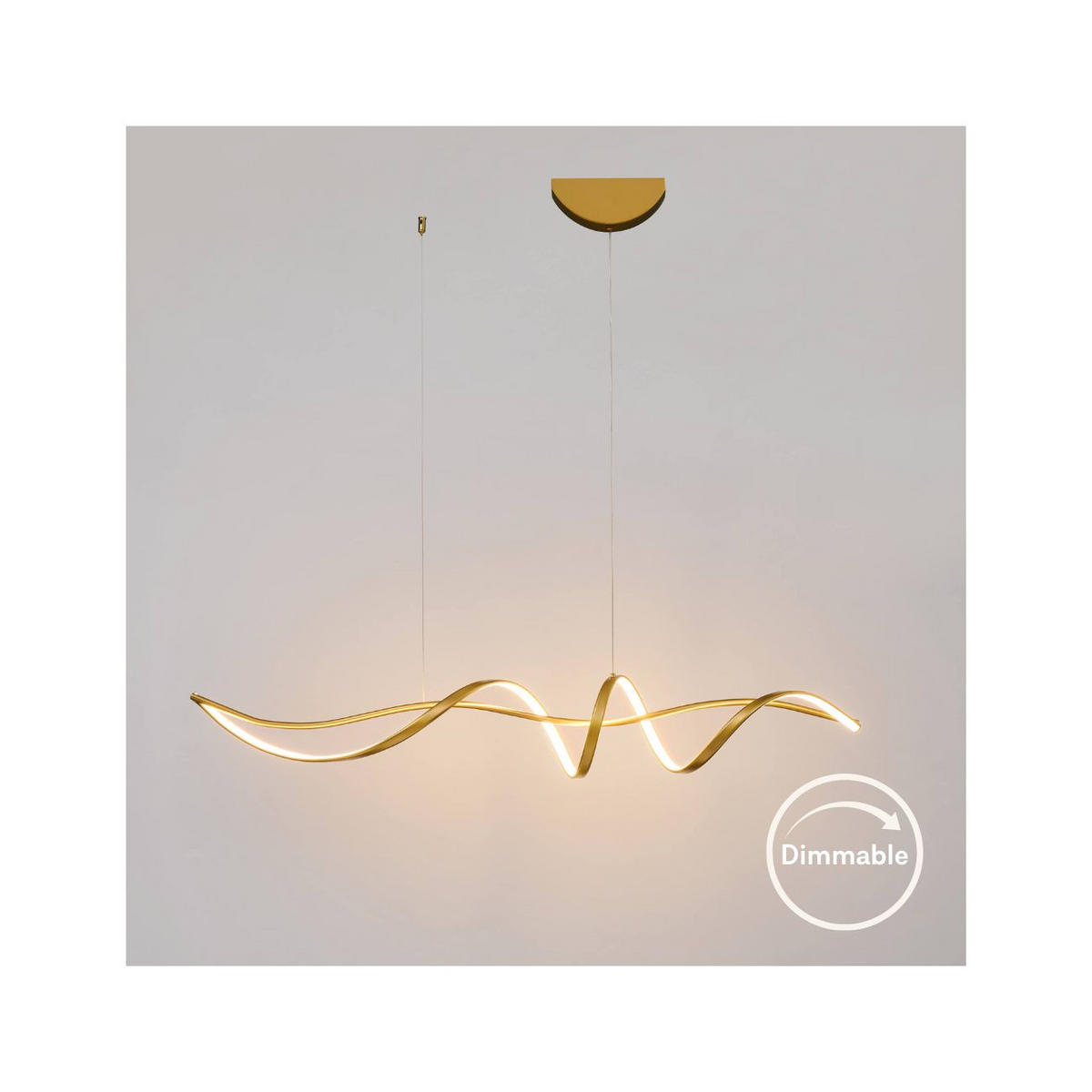 HÄNGELEUCHTE Lybell, Gold, 120cm, Dimmbar - Goldfarben, Metall (120/22/22cm) - KOSILUM