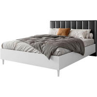 POLSTERBETT Stella 166/211/108 mit 1 Nachttisch schwarz - Schwarz/Weiß, Holzwerkstoff/Textil (160/200cm) - Beautysofa