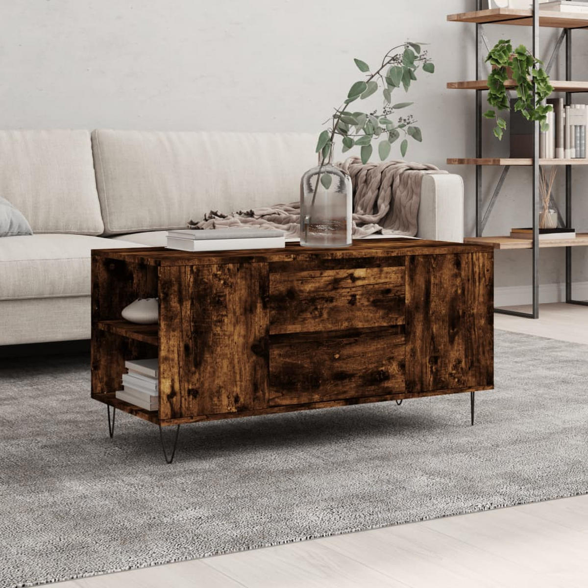 COUCHTISCH Räuchereiche 102x44,5x50 cm Holzwerkstoff - Braun, Holzwerkstoff (102/102/50cm) - furnicato