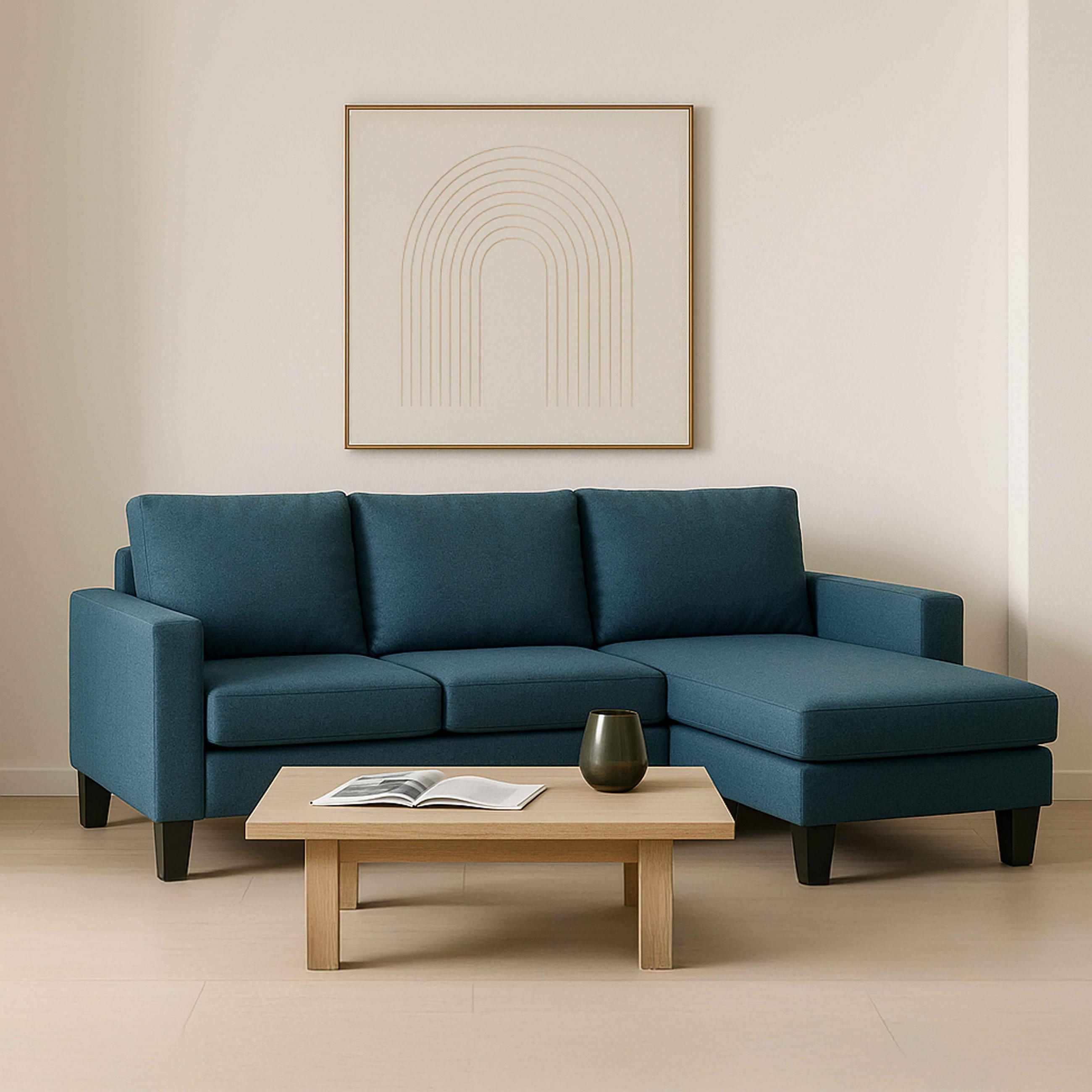 SOFA 3-Sitzer, Blau - Blau, Textil (128/85/192cm) - Oviala
