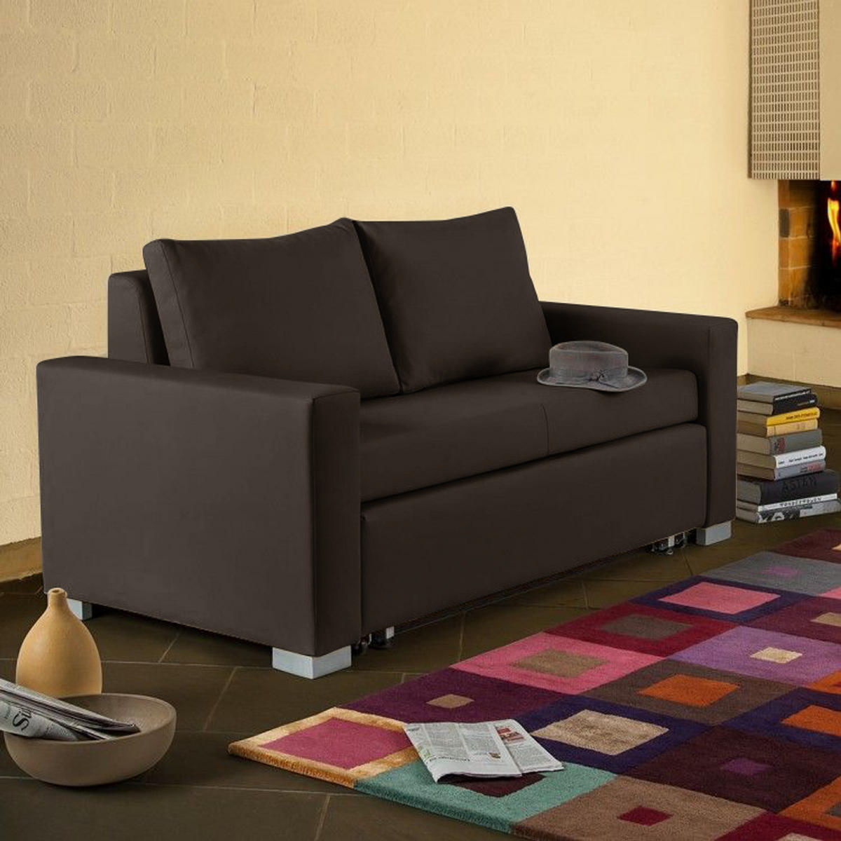 SCHLAFSOFA - Silberfarben/Braun, Kunststoff (173/90/90cm) - home24