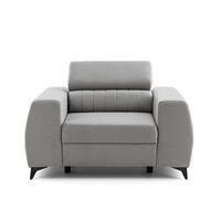 SESSEL PIERO mit verstellbare Kopfstütze Velours Hellgrau - Hellgrau/Schwarz, Holz/Textil (130/90/100cm) - Muffo