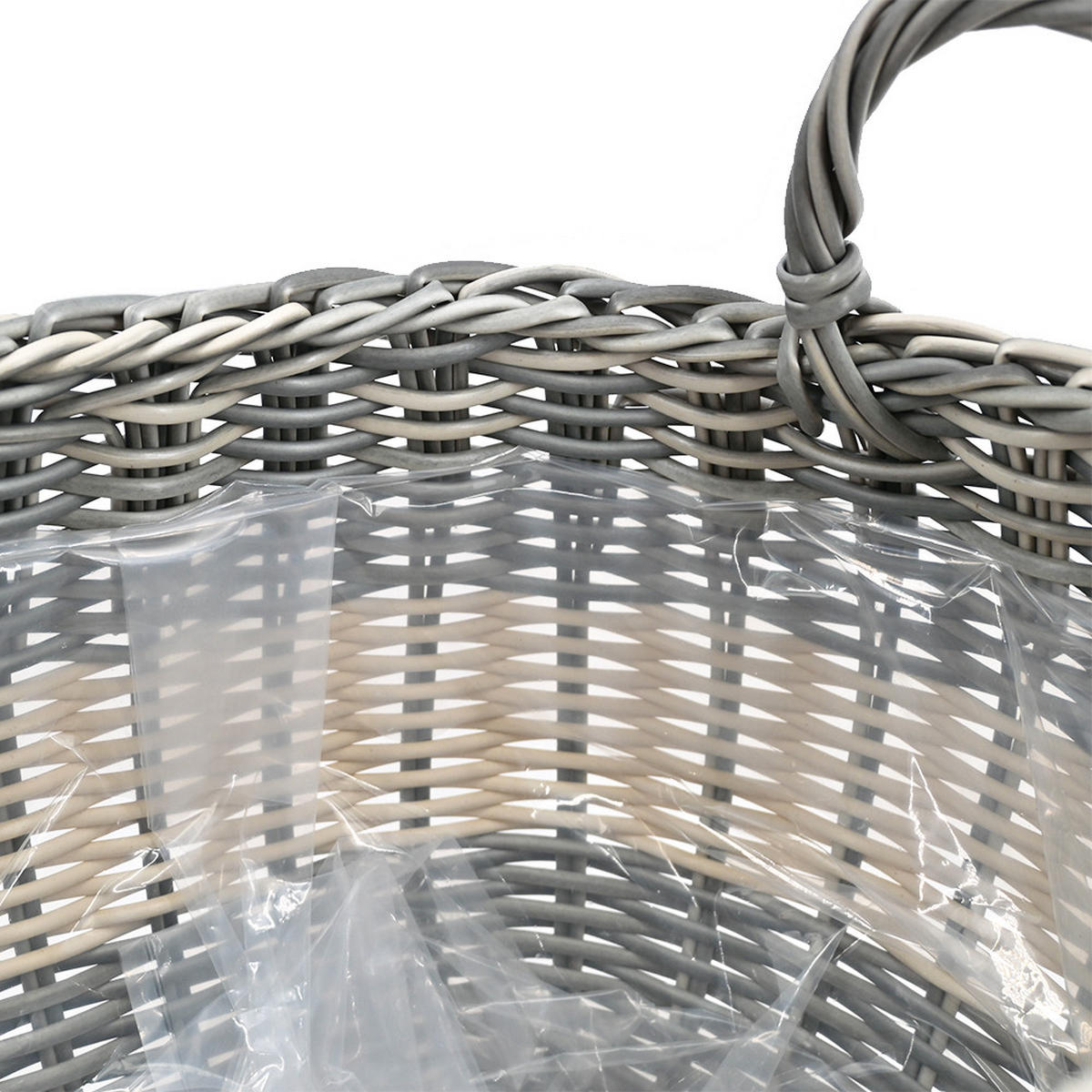 PFLANZKÖRBE 3er Set, Rattan, grau-gestreift - Grau, Kunststoff (41cm) - dasmöbelwerk