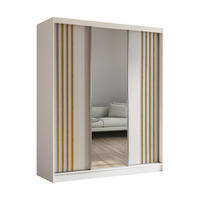 KLEIDERSCHRANK mit Spiegel-Schiebetüren und Aluminium-Leisten - NALLA - 180 cm Weiß+Weiß+Artisan - Weiß/Eiche Artisan, Holzwerkstoff (180/216/61cm) - ALTDECOR