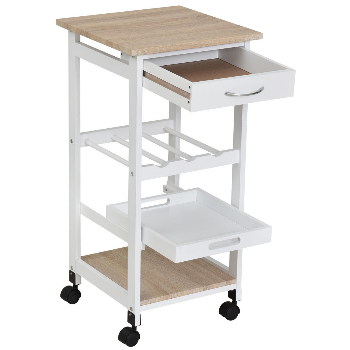 KÜCHENWAGEN, 4-stöckiger Servierwagen 37 x 37 x 76 cm, Weiß - Multicolor, Metall (37/76/37cm) - FORIOUS