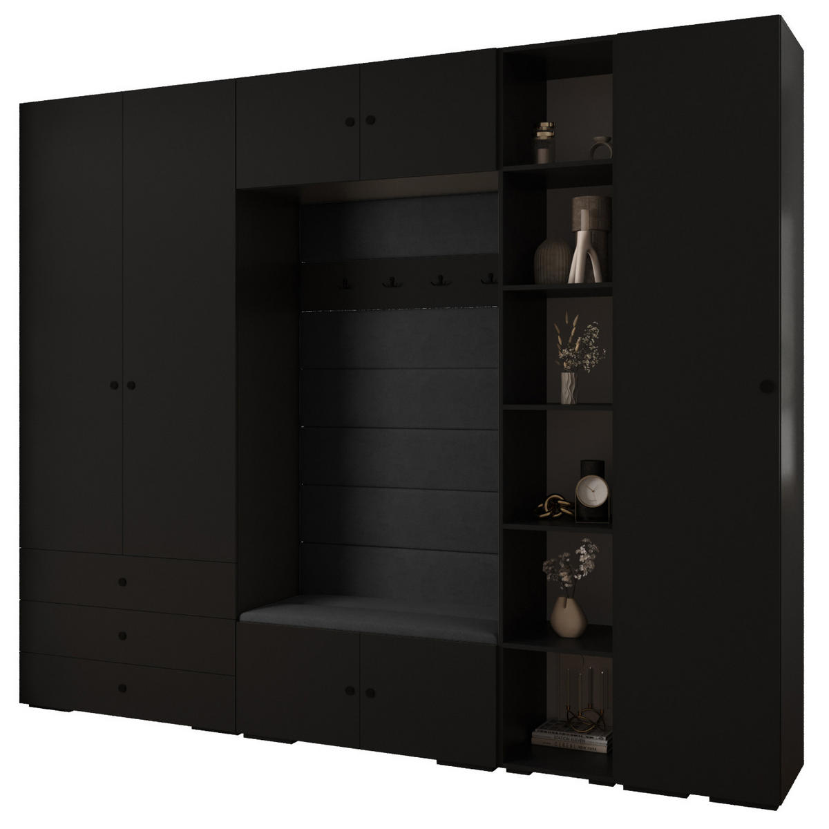 GARDEROBEN-SET 236,7/290/47 - Schwarz, Holz/Kunststoff (290/236.7/47cm) - Abiks Möbel