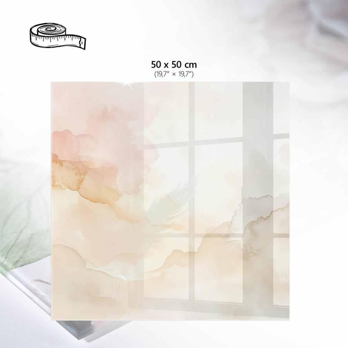 TISCHPLATTE 50x50 cm – Pastellabstraktion - Türkis, Glas (50/50/0.4cm) - Wallfluent