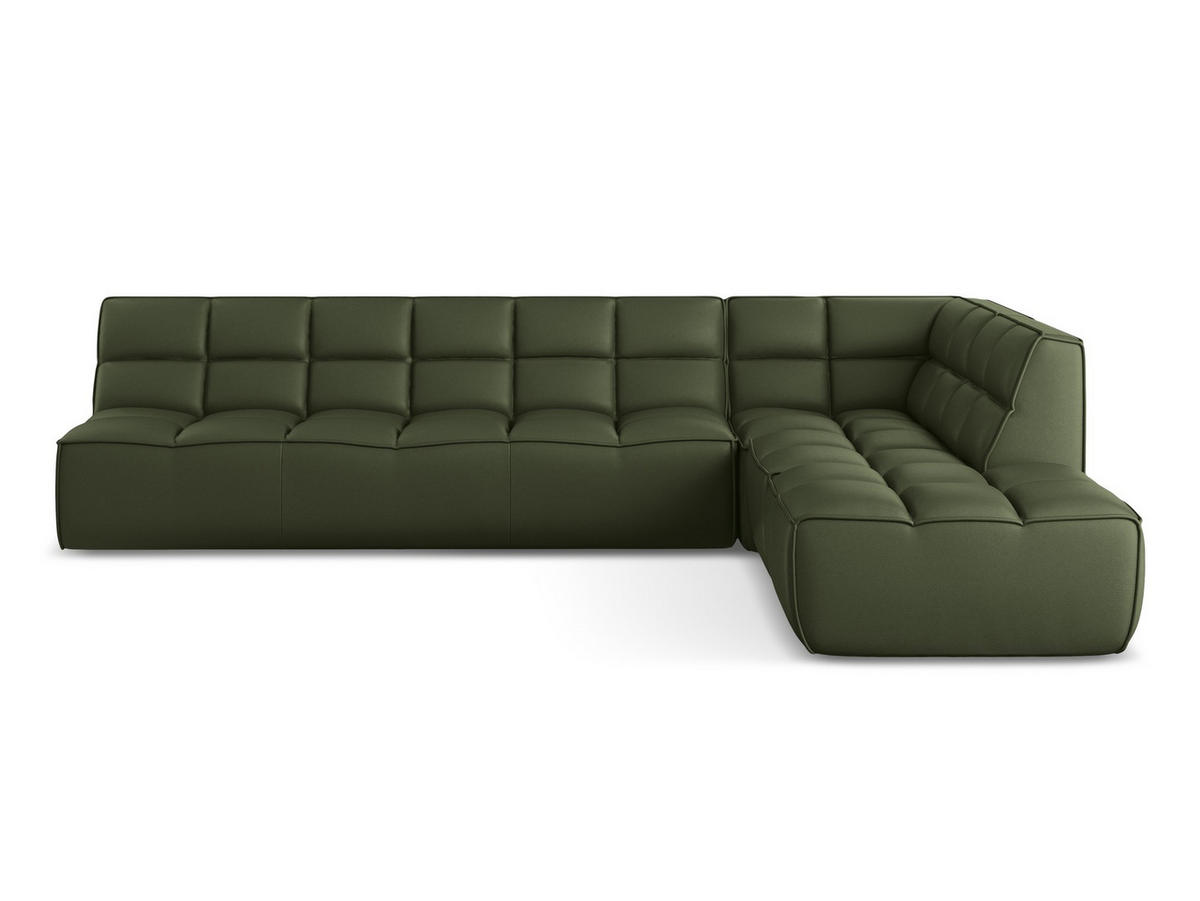 ECKSOFA Beidseitig Kunstleder Grün - Schwarz/Grün, Leder/Kunststoff (308/258cm) - Makamii
