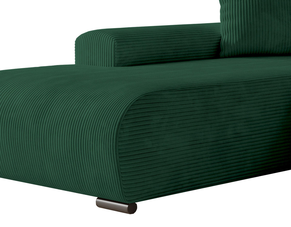 ECKSOFA Nelly mit Bettkasten und Schlaffunktion, Cordstoff in L-Form - Grün, Textil (270/185cm)