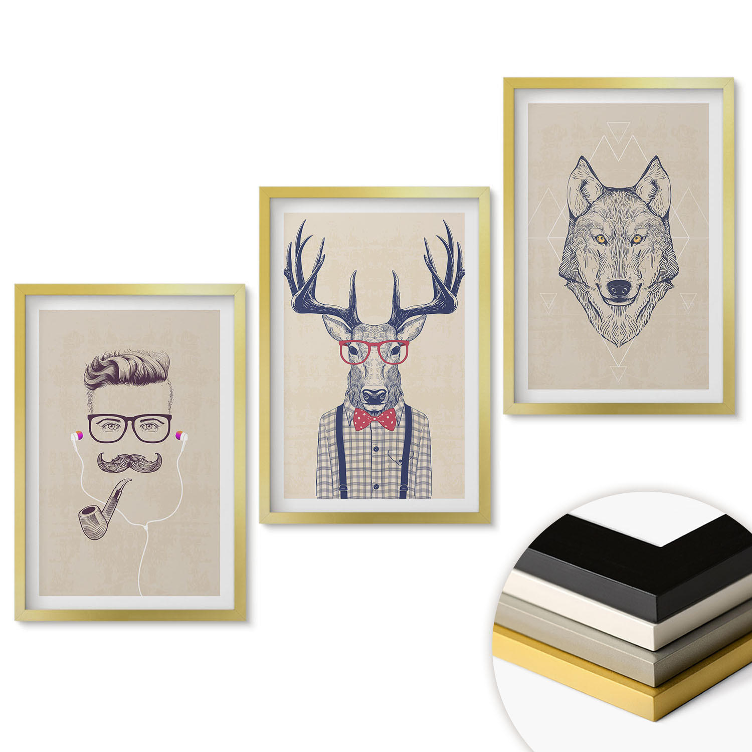 ArtPrintCave Wandbilder Gold 40x60 cm