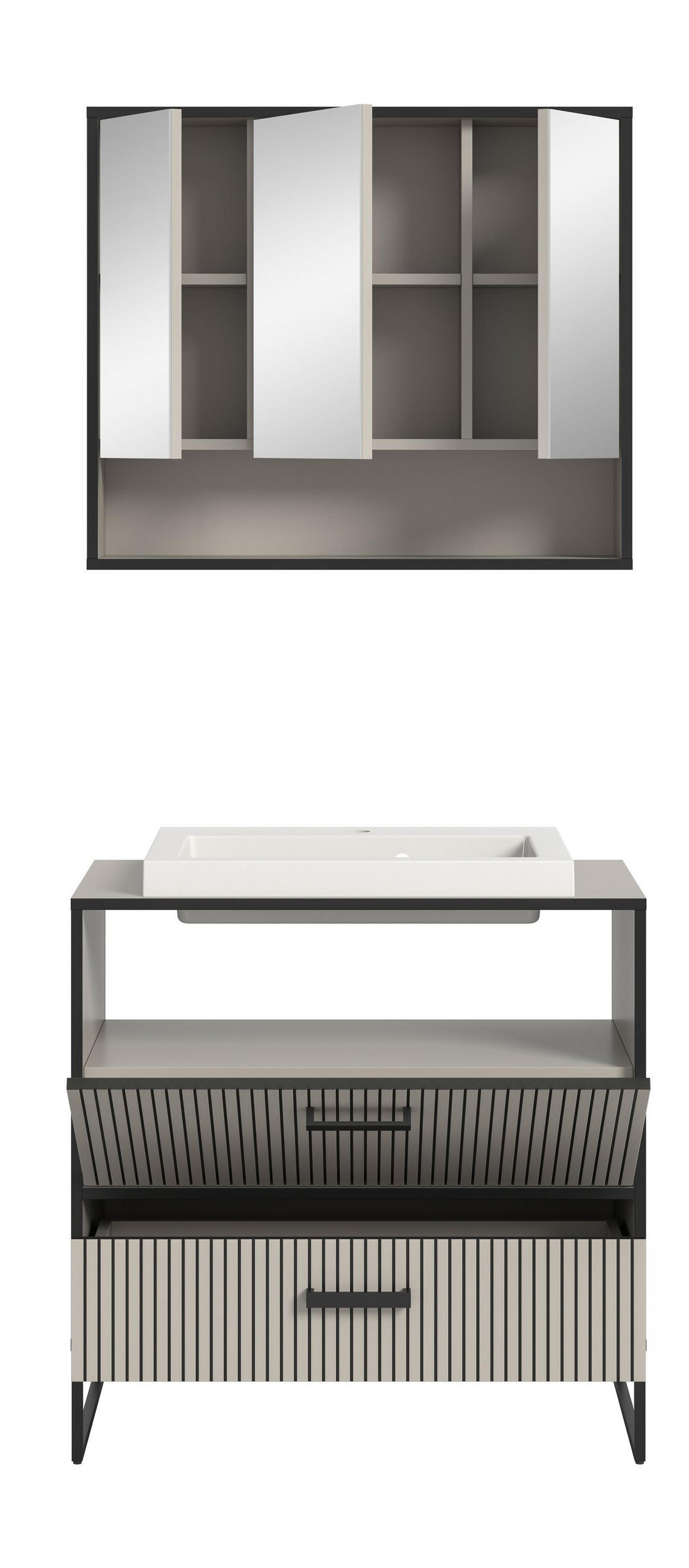 BADKOMBINATION Bagno 80x192x48 cm Kaschmir Schwarz 2tlg. - Kaschmir, Holzwerkstoff (80/192/48cm)