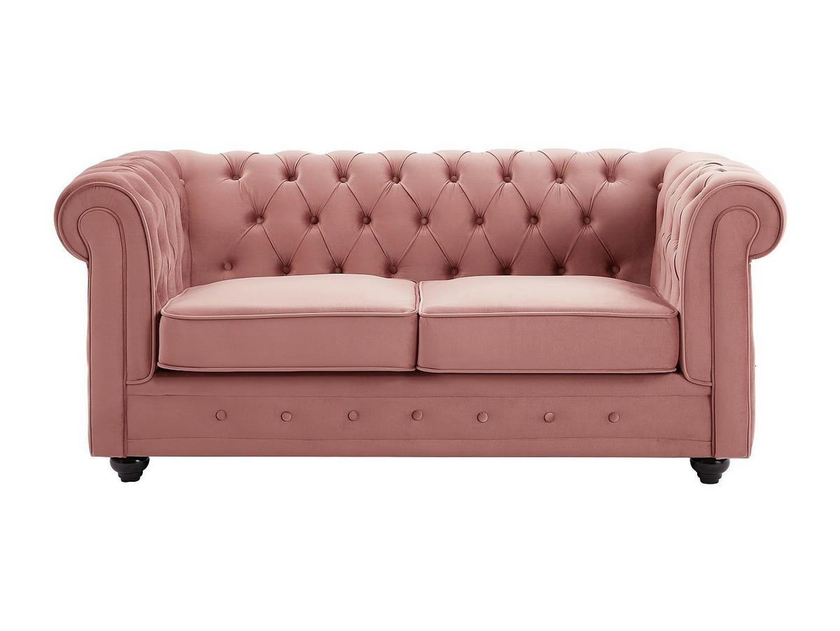 SOFA 2-Sitzer - Samt - Pastellrosa - CHESTERFIELD - Pink, Textil (168/72/88cm) - Vente-Unique