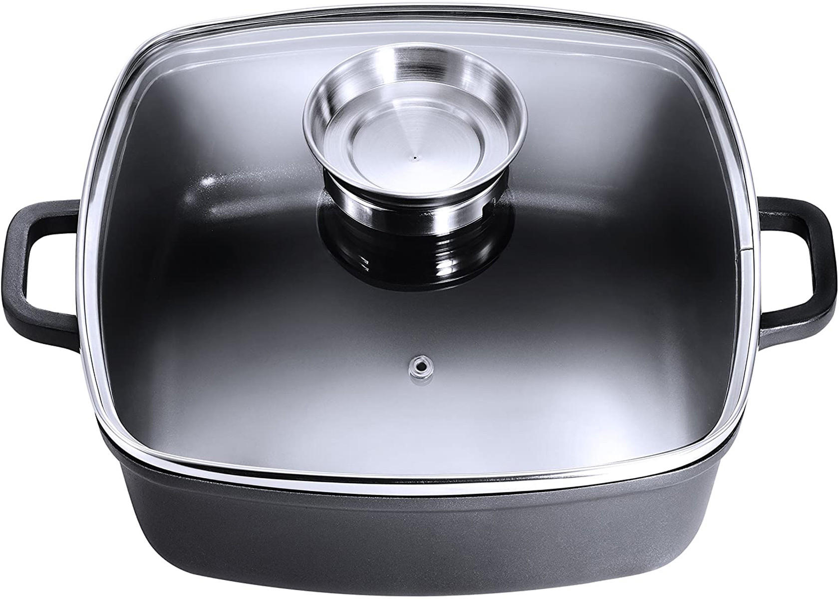 Thumbnail - Kopf Bräter, Schwarz, Metall, Quadratisch, 28x7.4x28 cm, Kochen, Töpfe, Bräter