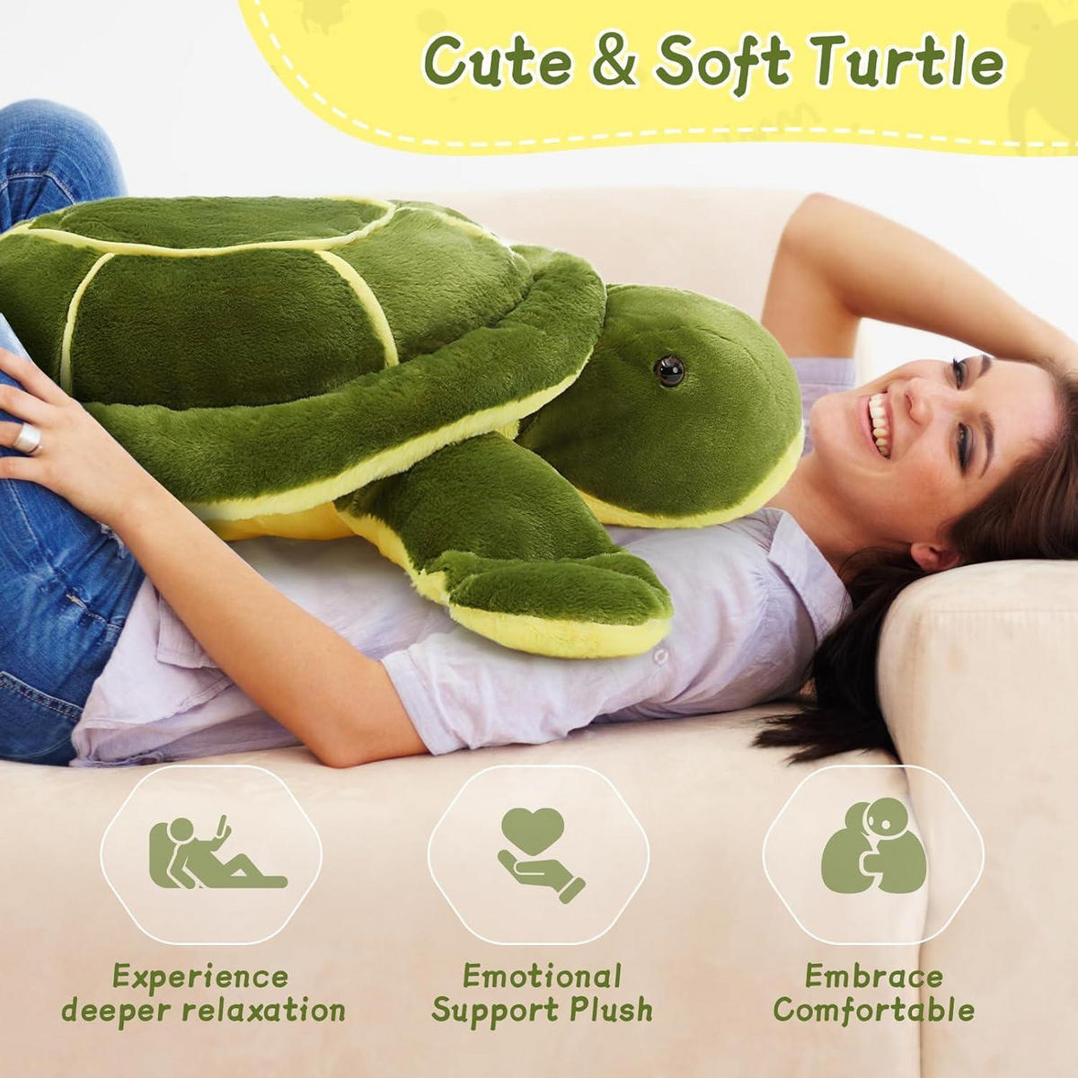 STOFFTIER Schildkröte 85 cm Grün - Grün, Textil (80/80cm)