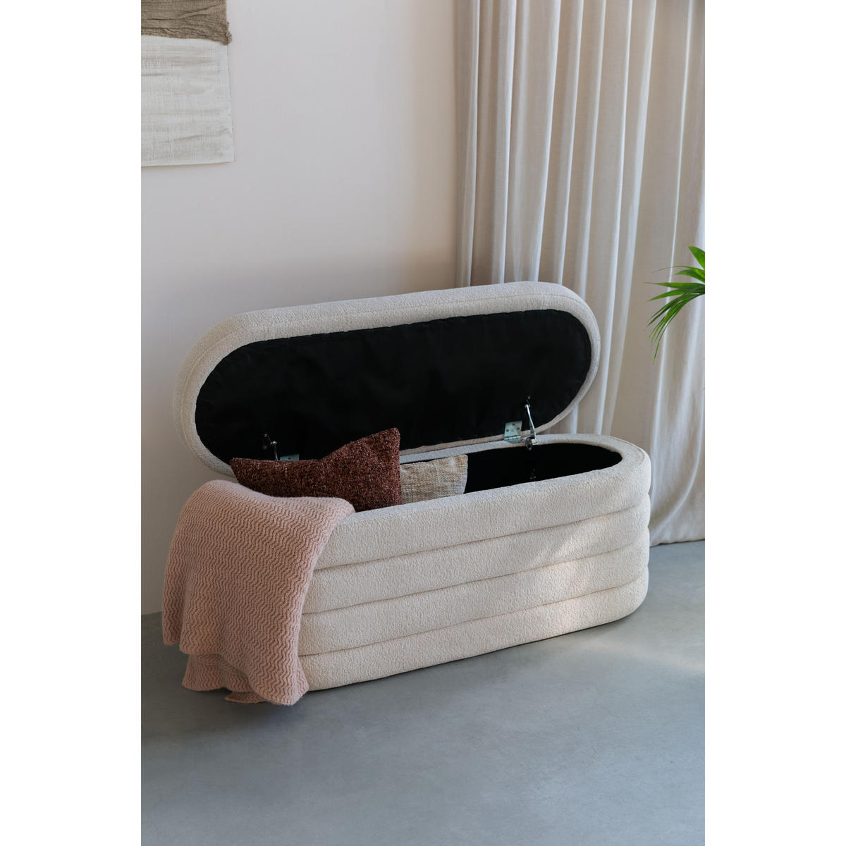 SITZBANK Zuma met Stauraum 114 cm Weiß/ Beige - Beige, Kunststoff (43/47/114cm) - Housecraft Living