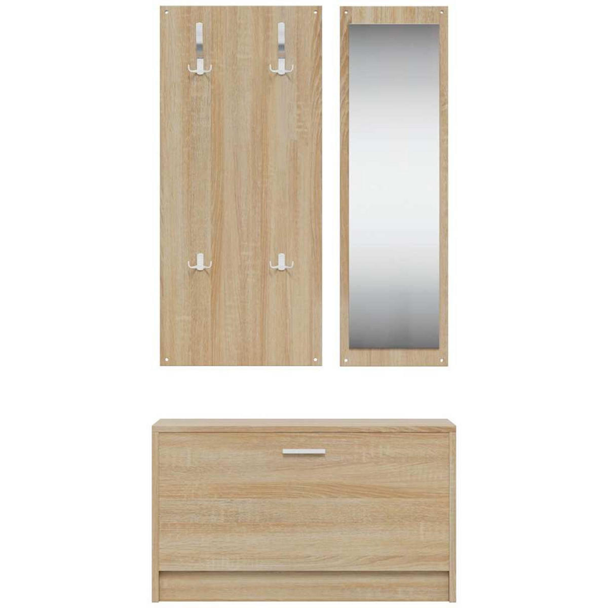 SCHUHSCHRANK-SET 3-In-1 Sonoma-Eiche Holzwerkstoff - Braun, Holzwerkstoff (27/46.5/80cm) - vidaXL