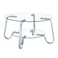 KLUB-STOLIĆ 80/80/45 cm u srebrnoj boji s metalnim okvirom i staklenim pločama - srebrne boje, staklo/metal (80/80/45cm) - CHICFURN